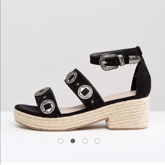 ASOS black boho western espadrilles  sandals - Picture 2 of 6